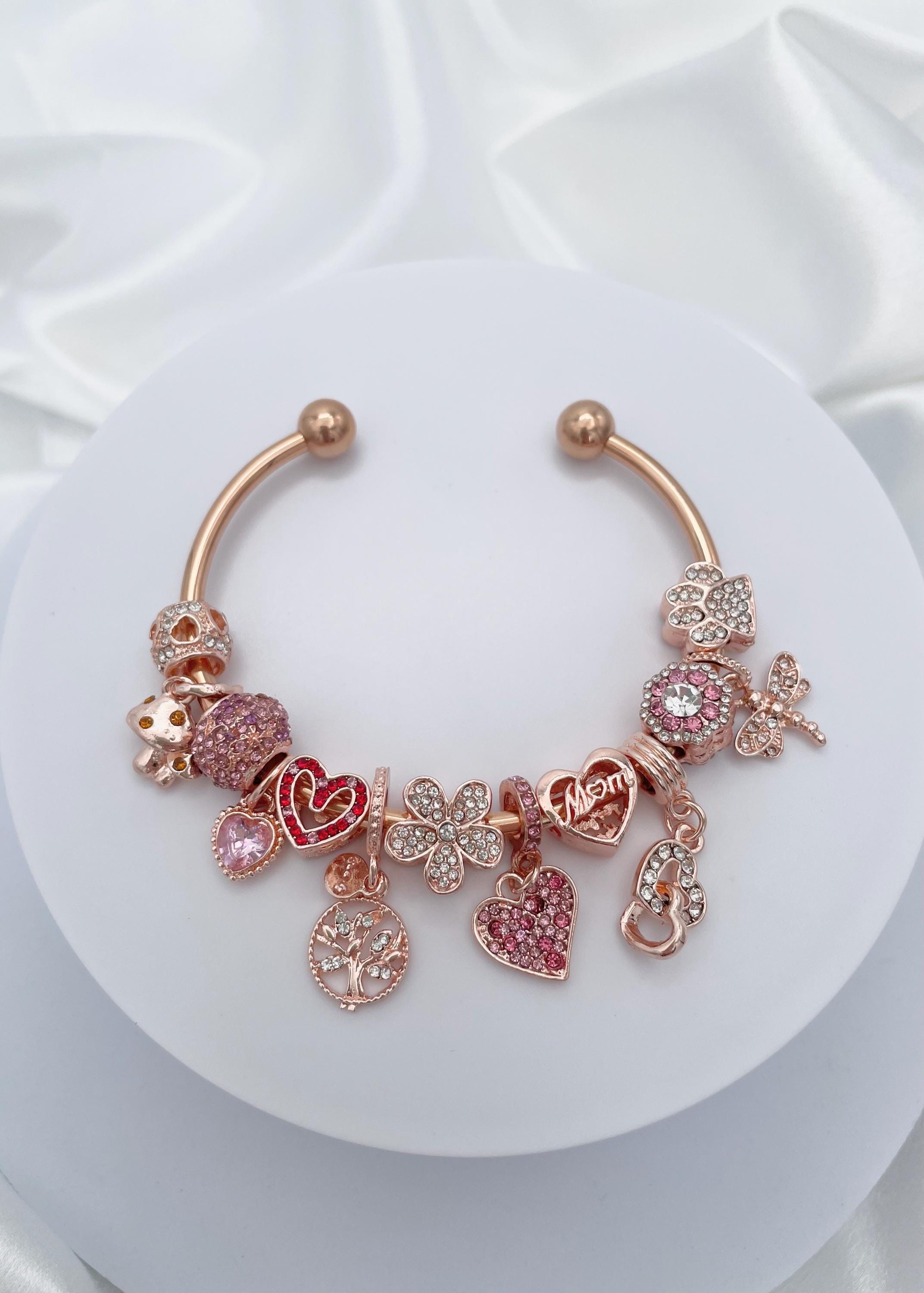 Linx Rose Gold Open Bangle With Rosegold and Pink Zircon Mom