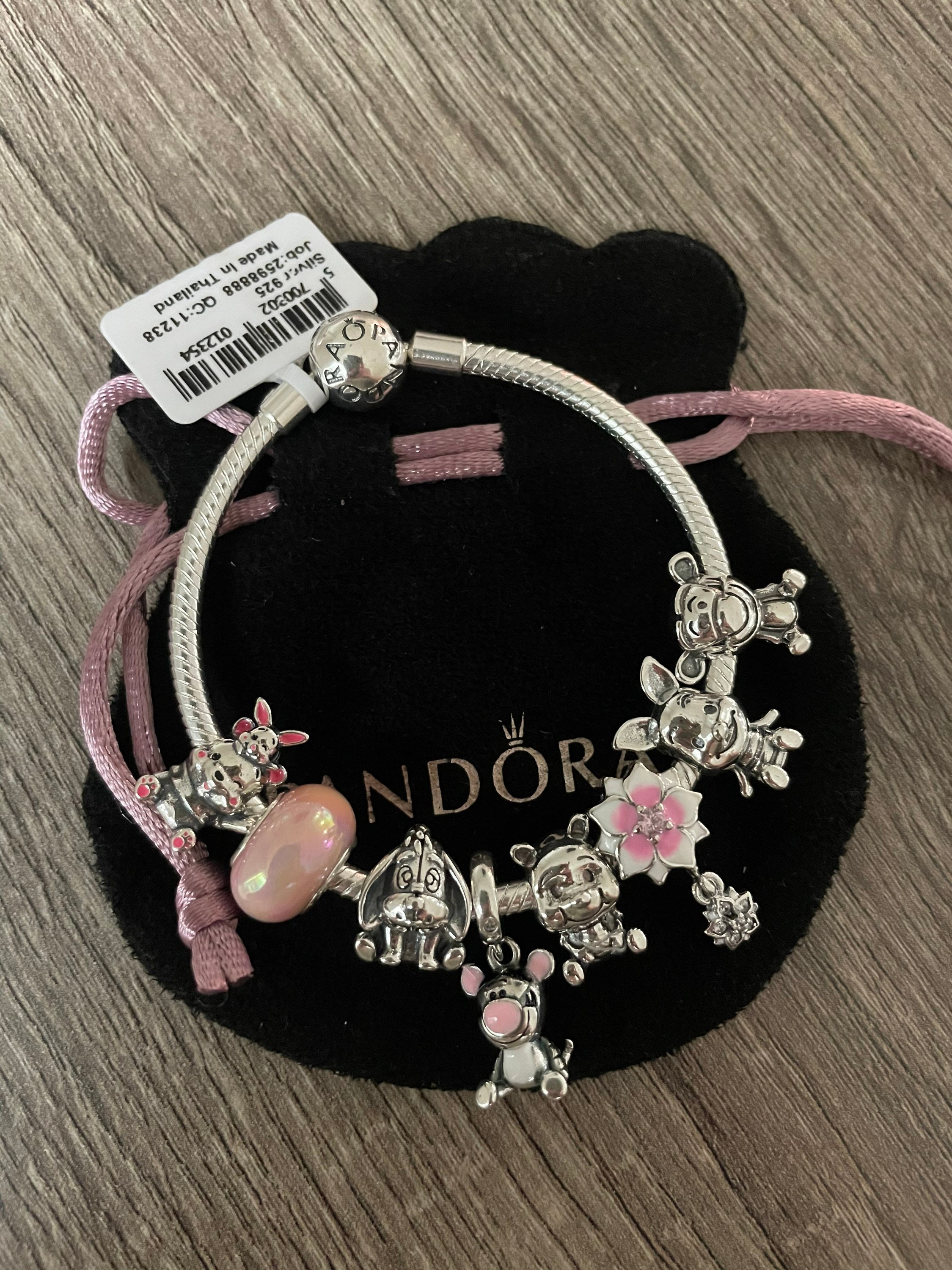Pandora Bracelet with Pink Character Themed Charms