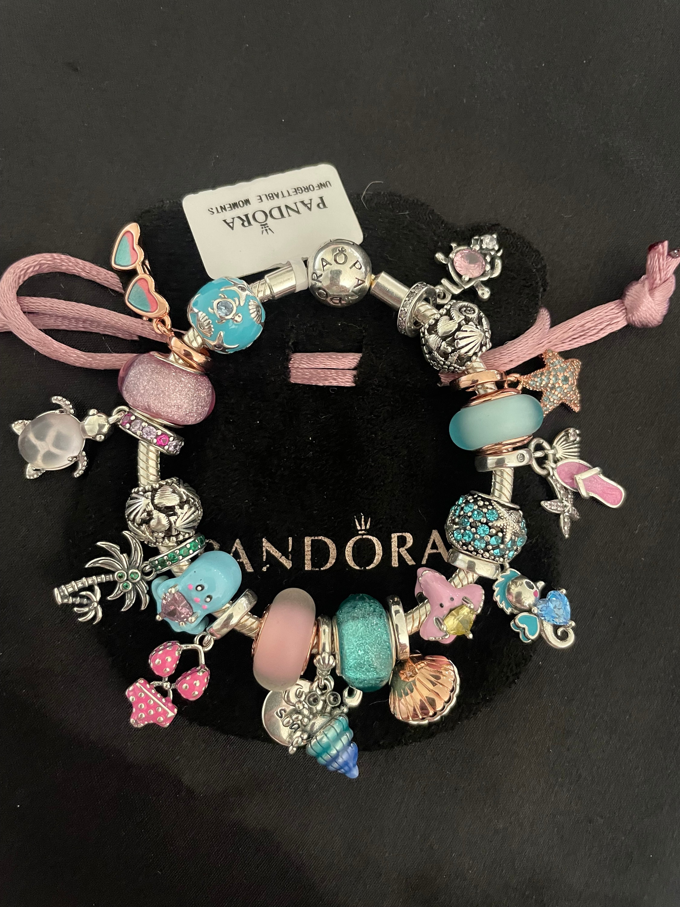 Pandora Bracelet With PINK Themed Charms & Gift Box!