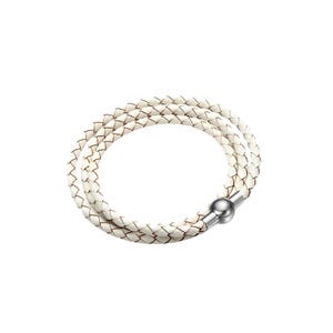 Linx White Leather Bolo Cord Bracelet with stainless steel easy magnetic clasp