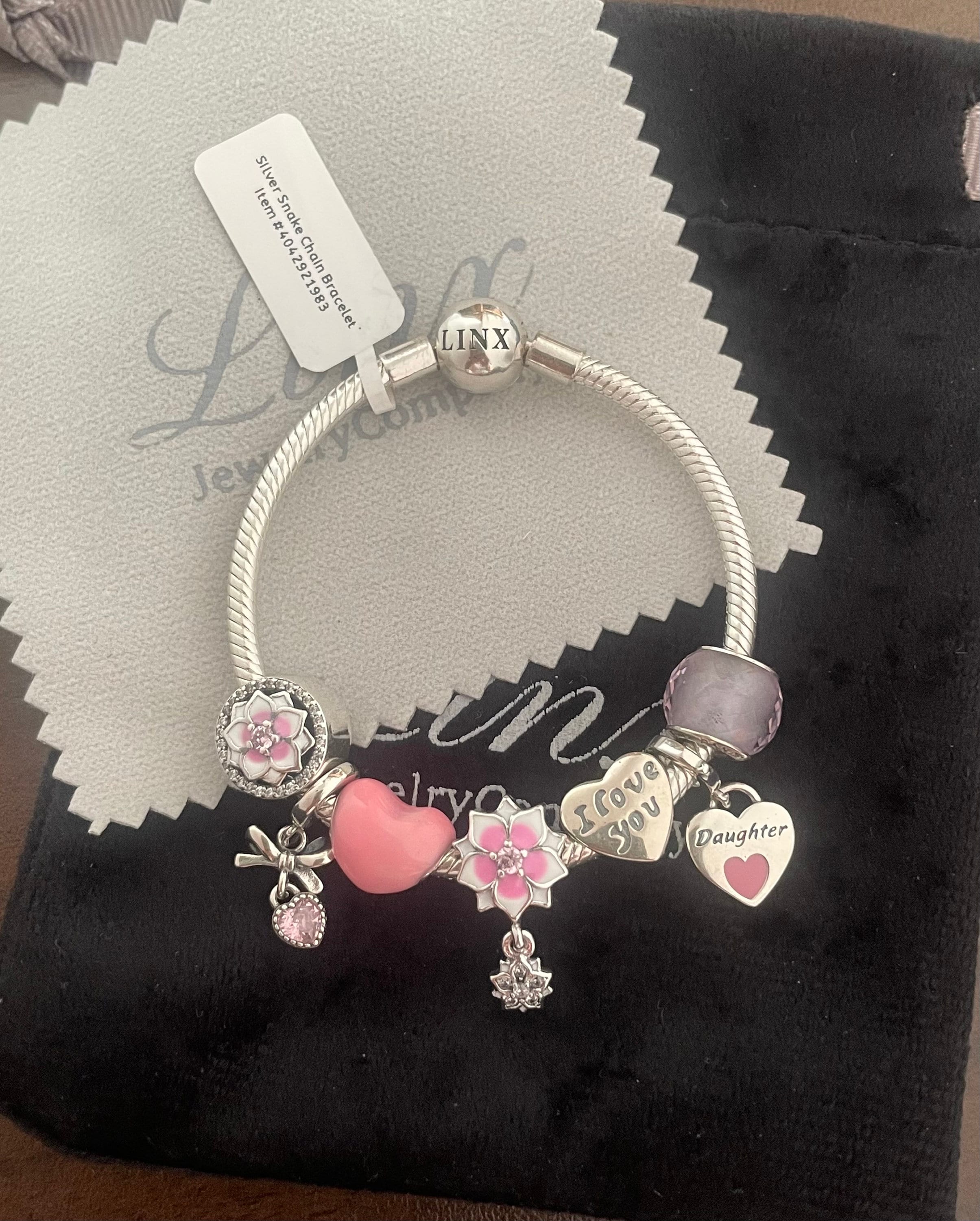 Bracciale a catena a serpente Linx con ciondoli a tema sorella in argento sterling 925 - Italia