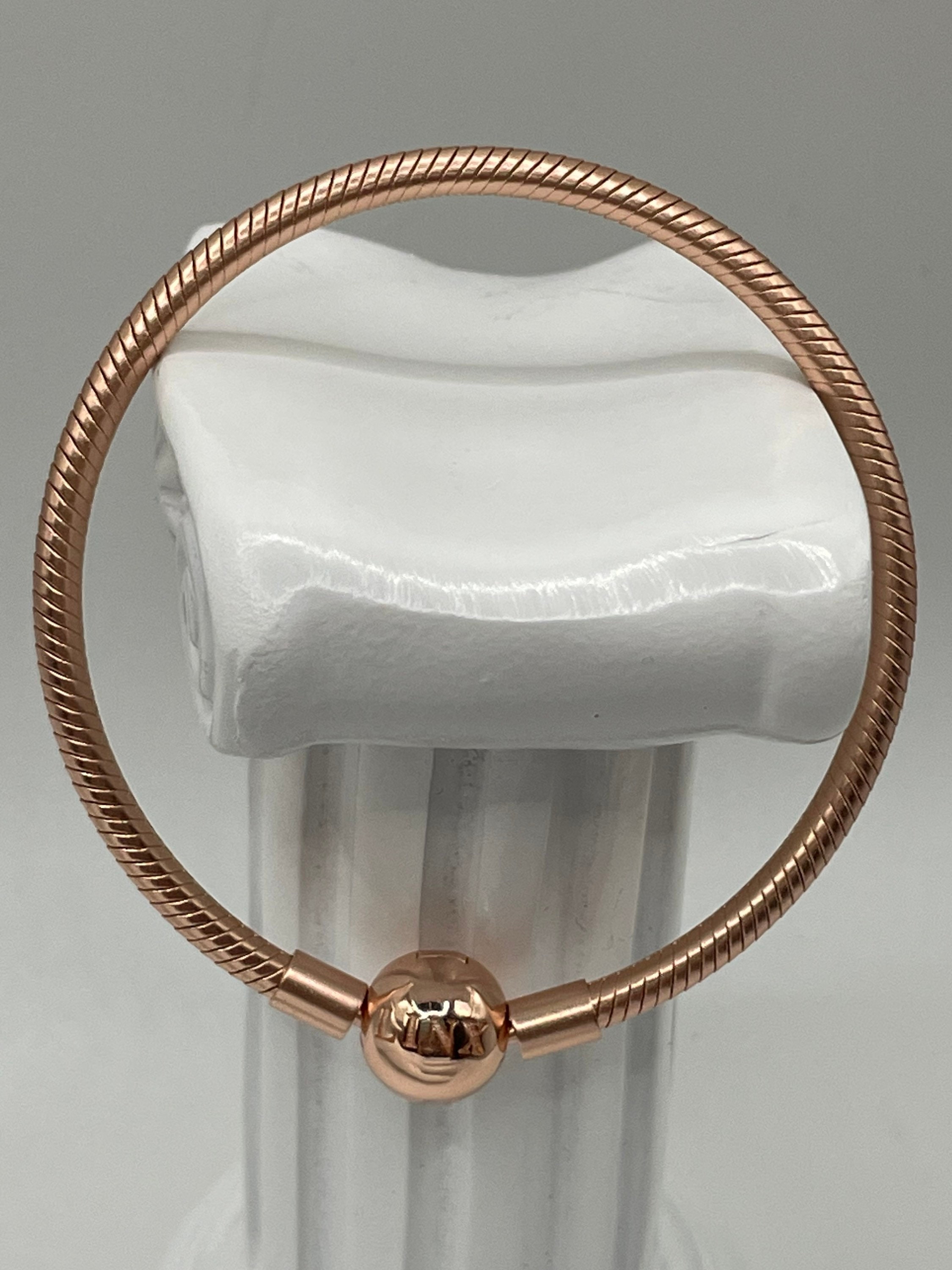 Linx Rose Gold Snake Chain Bracelet With Pale Pink Themed Linx Rose Gold Snake Chain Bracelet With Pale Pink Themed