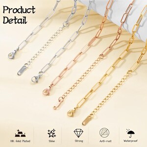 Bracciale Linx impermeabile in acciaio inossidabile con ciondolo a forma di graffetta, oro giallo, oro rosa e argento