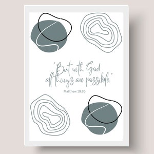 Wall Art Bible Verse  "With God All Things Are Possible" Matthew 19:26, All Things Are Possible With God