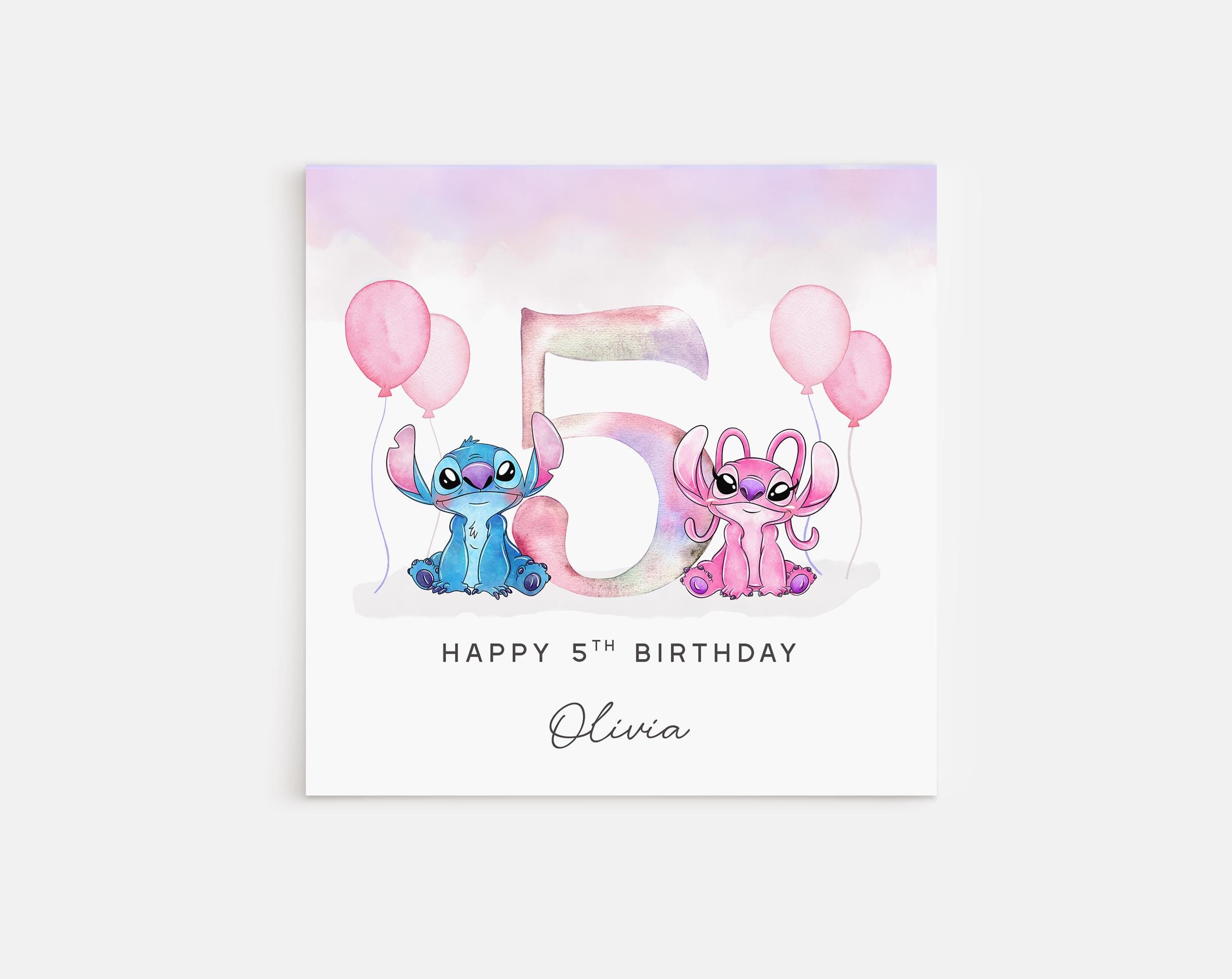 Personalised Lilo And Stitch Birthday Card For Girls - Granddaughter, Niece, Aunty