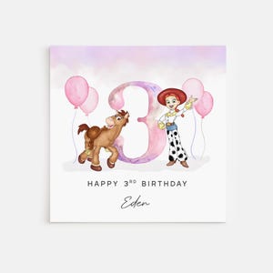 Personalised Printed 3rd Birthday Card Toy Story Jessie Bullseye