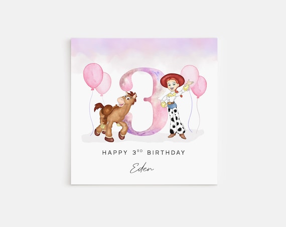 Personalised Printed 3rd Birthday Card Toy Story Jessie Bullseye