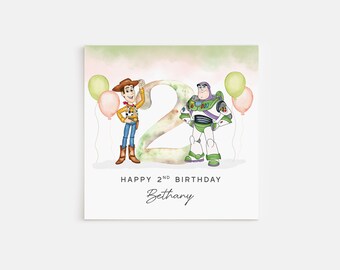 Personalised Printed 2nd Birthday Card Toy Story Buzz Woody