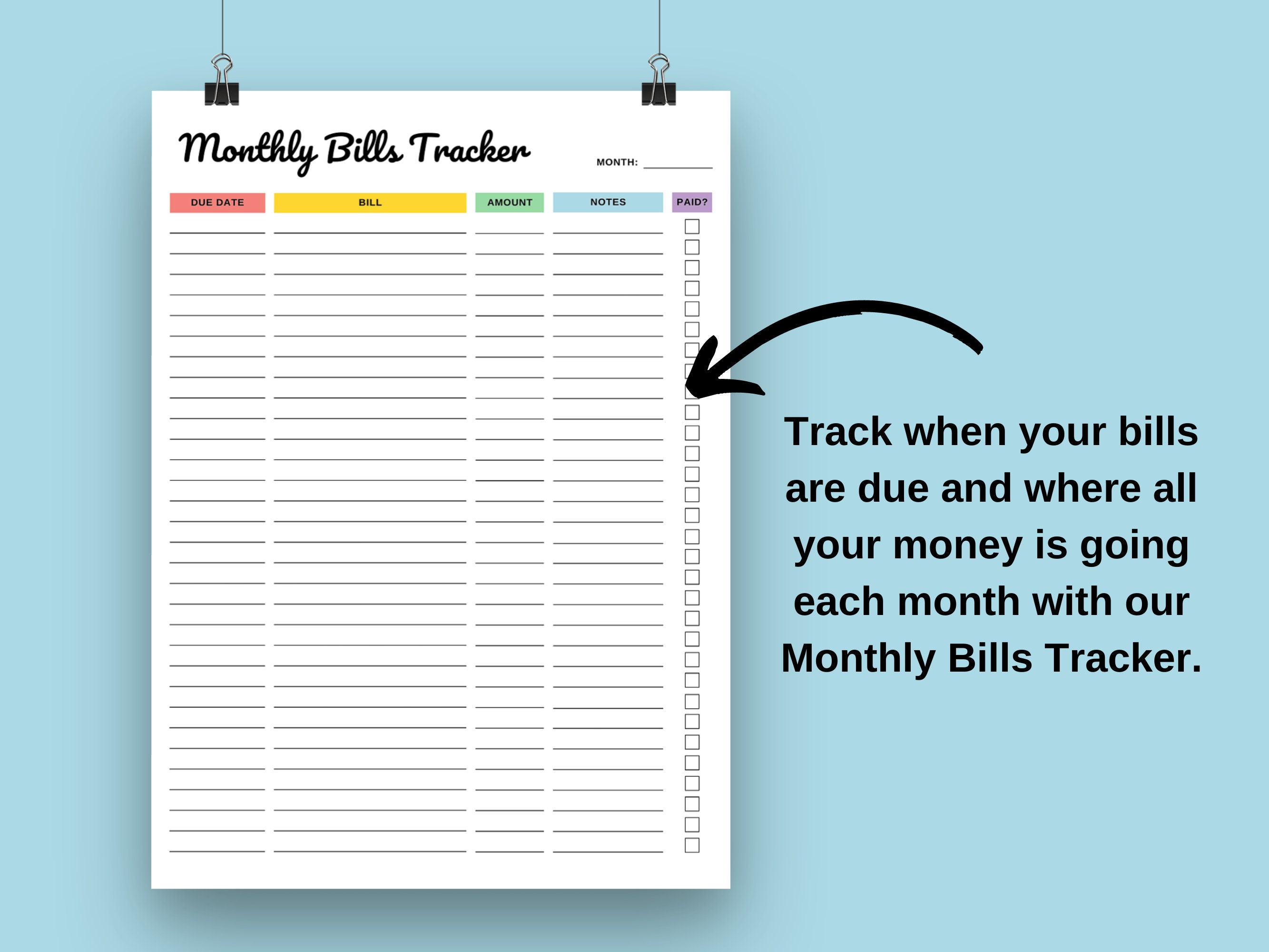 EDITABLE Monthly Bills Tracker Printable Fillable Monthly - Etsy