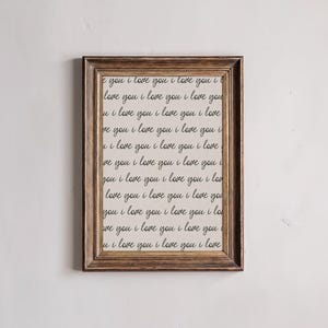Vintage „Kocham Cię” Wydruk, Minimalistyczna Sztuka Ścienna, Ręcznie Napisany Nowoczesny Cytat Kaligraficzny, Klasyczny Wystrój Pokoju Dziecięcego, Prezenty Dla Par, Pobieranie Cyfrowe