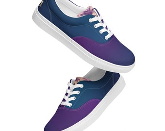 Men’s lace-up canvas shoes | Gradient Purple and blue, yeti, casual stylish shoe