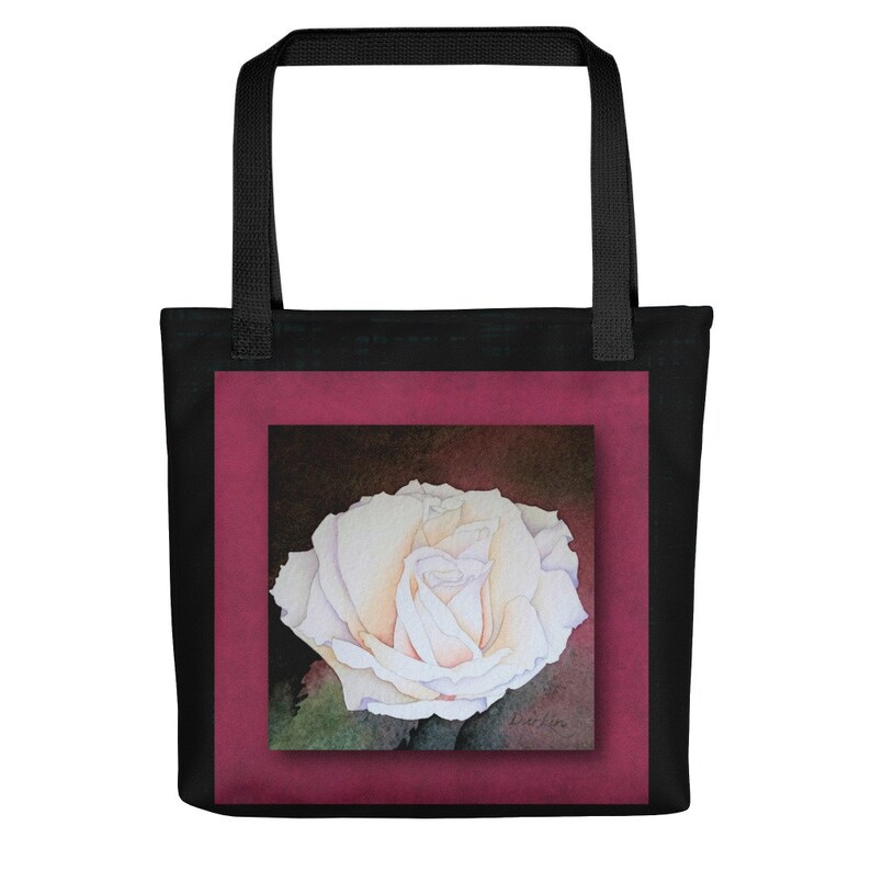 Art Print Tote Bag White Rose Etsy