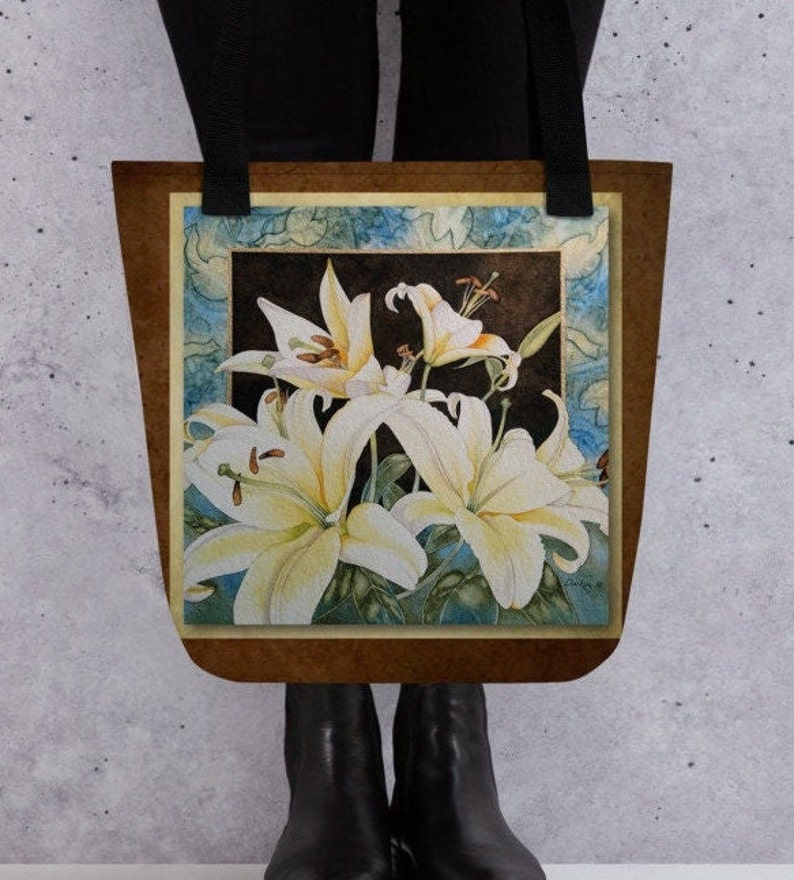 Art Print Tote Bag Rejoice Lilies, Print From Watercolor Etsy