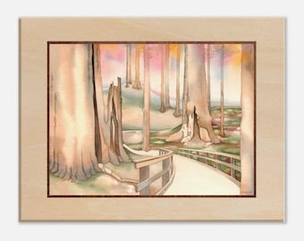 Watercolor Print Canvas | Walking Through Eternity, Muir Woods, Art Gift