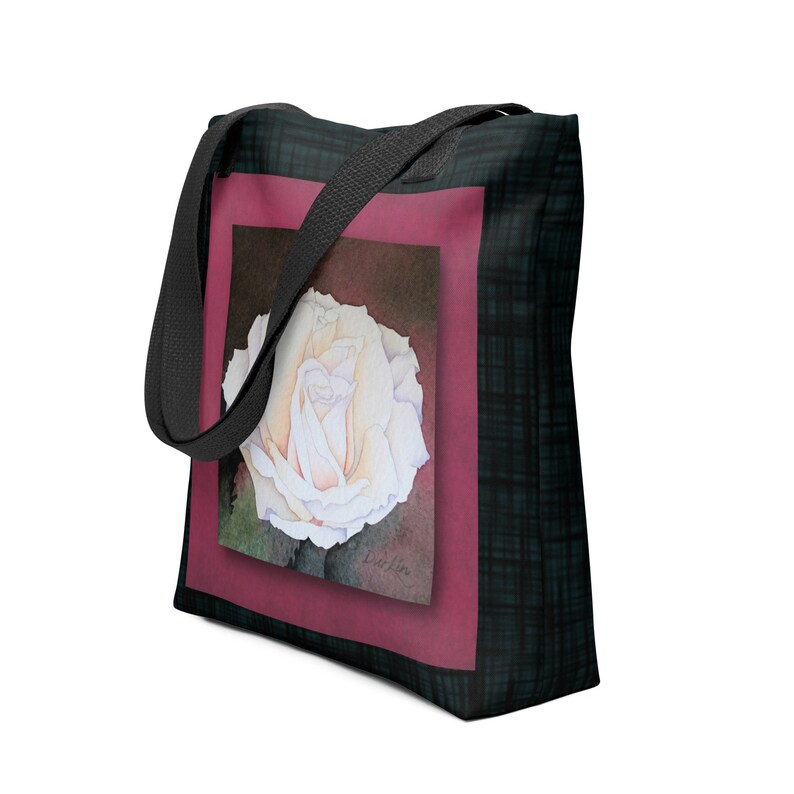 Art Print Tote Bag White Rose Etsy