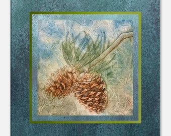 Watercolor Print Canvas | Seeds, Pinecones, Art Gift