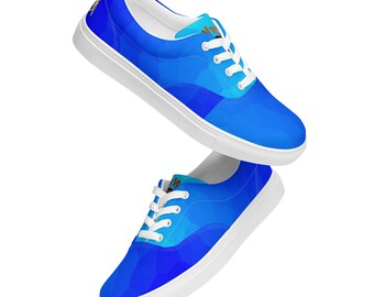 Men’s lace-up canvas shoes | Gradient blue, yeti, stylish summer shoe, vibrant, casual shoe