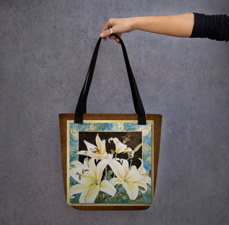 Art Print Tote Bag Rejoice Lilies, Print From Watercolor Etsy