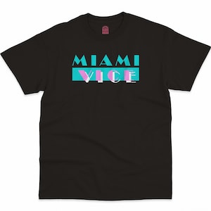 Miami Vice, Don Johnson, James &quot;Sonny&quot; Crockett - Serie de televisión de los años 80, camiseta con estampado retro de alta calidad, cuello redondo unisex de peso pesado