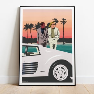 Miami Vice, Don Johnson, James "Sonny" Crockett - Serie TV anni '80, Poster del film, Stampa di illustrazioni, Carta semilucida Premium