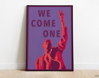 Póster de Faithless Maxi Jazz - Ilustración "We Come One" - Arte mural de música electrónica rave