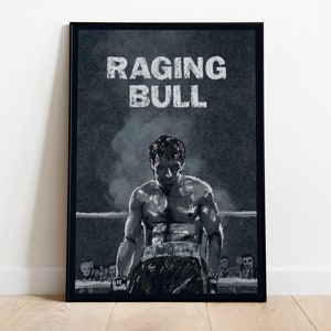 Robert De Niro, Raging Bull, Martin Scorsese - Artwork Illustration Print Movie Poster, Premium Semi-Glossy Paper