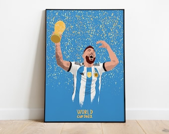 Lionel Messi World Cup 2022 Art Print, Argentina Soccer Poster