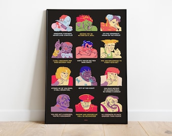 Street Fighter II Poster - Retro Arcade Art Print - 90s Video Game