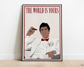 Póster de Scarface - Ilustración de Tony Montana y Al Pacino - Impresión de la película
