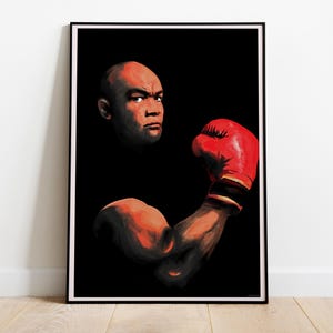 Ritratto di Big George Foreman, illustrazione della leggenda della boxe, poster di alta qualità, carta semi-lucida premium