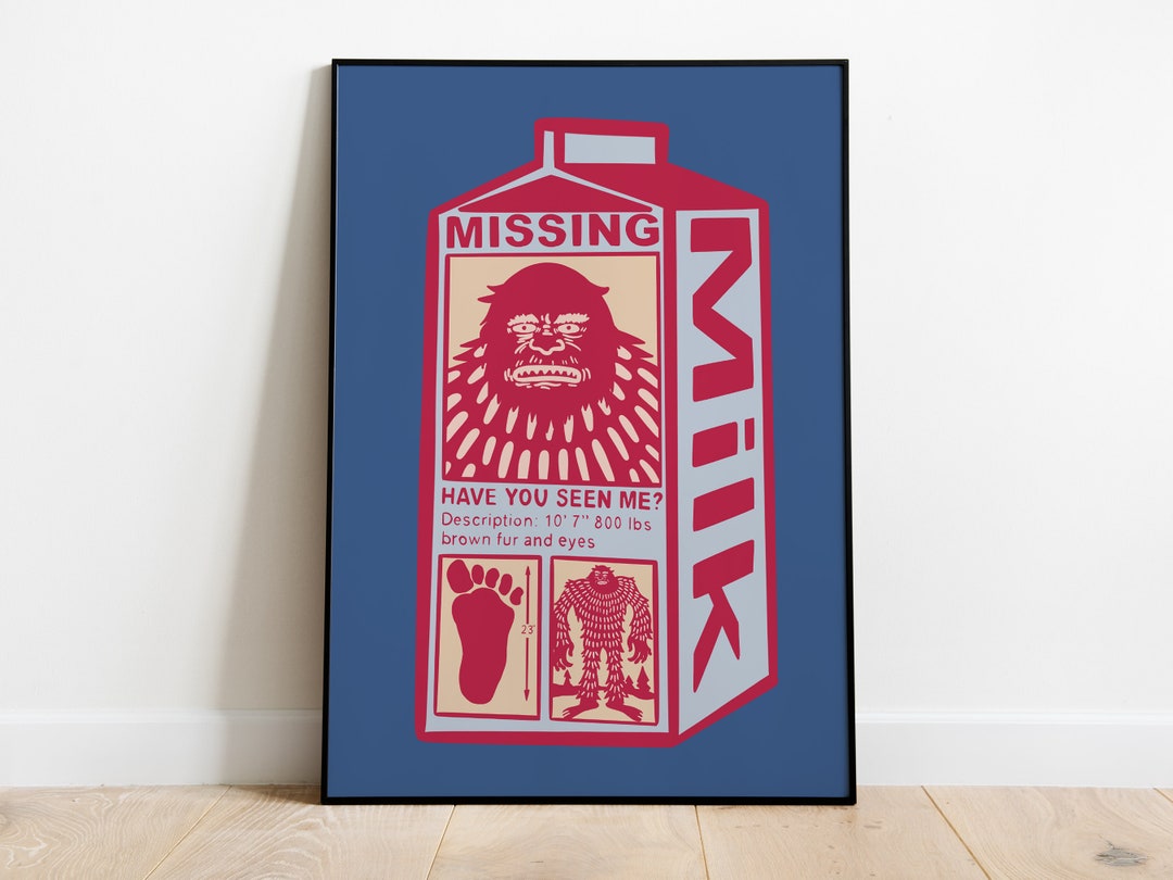 Big Foot, Have You Seen Me?, Missing Milk Carton Artwork Illustration