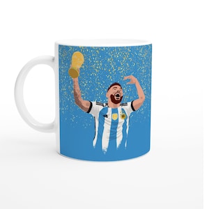 Lionel Messi, Argentina, World Cup 2022 Qatar - Artwork Illustration, Print Ceramic Mug