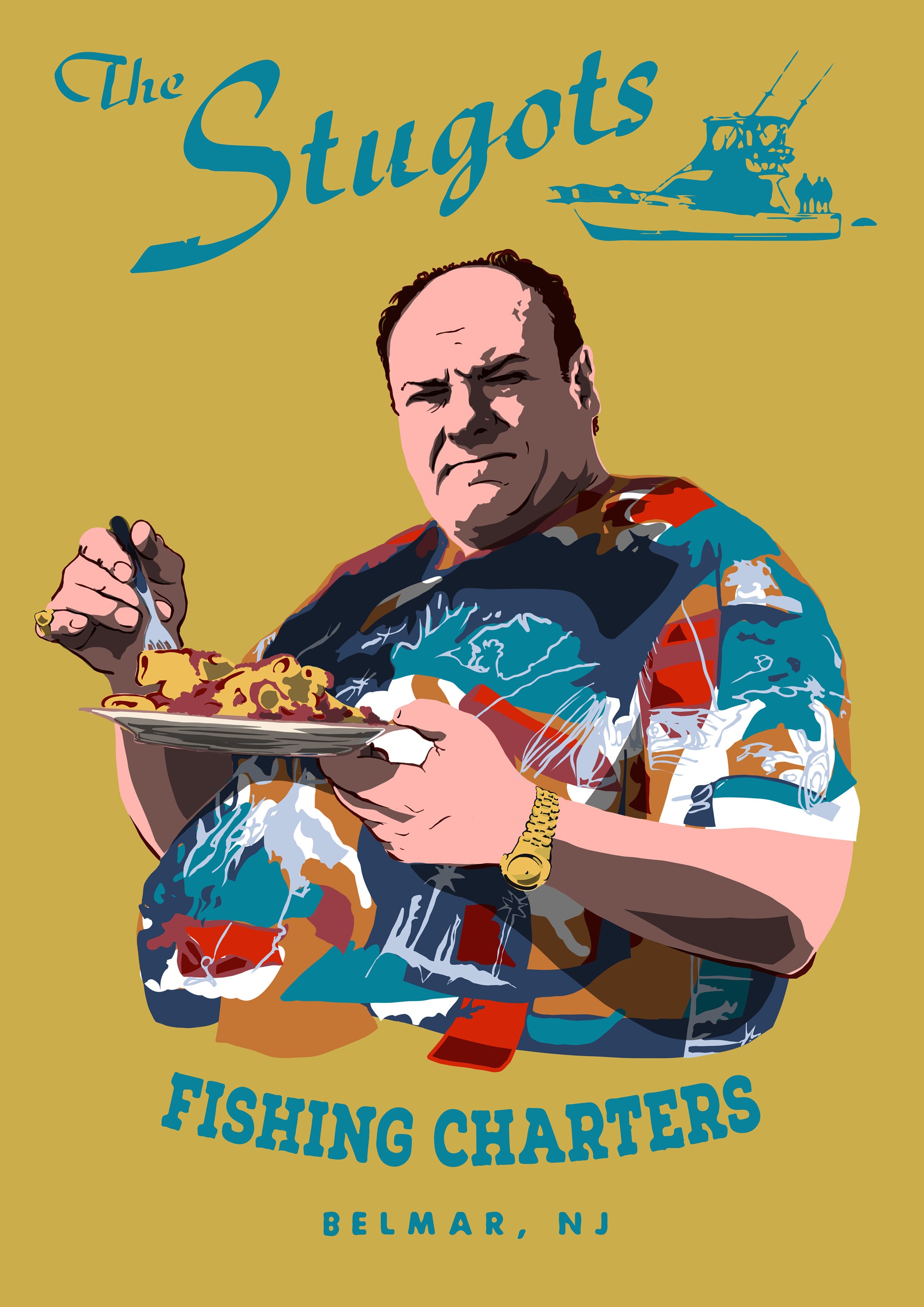 Tony Soprano on his boat The Stugots, The Sopranos, James Gandolfini