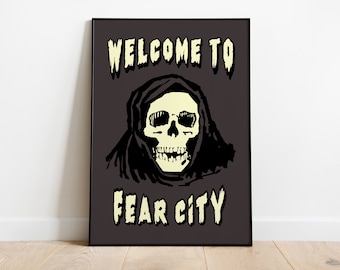Welcome to Fear City, New York Brooklyn - Artwork Illustration Print, Premium Semi-Glossy Paper