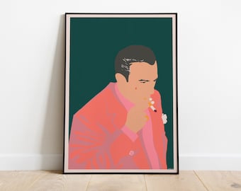 Póster de la película Casino - Lámina ilustrada de Robert De Niro - Arte cinematográfico de Scorsese - Decoración para fans del cine de mafia