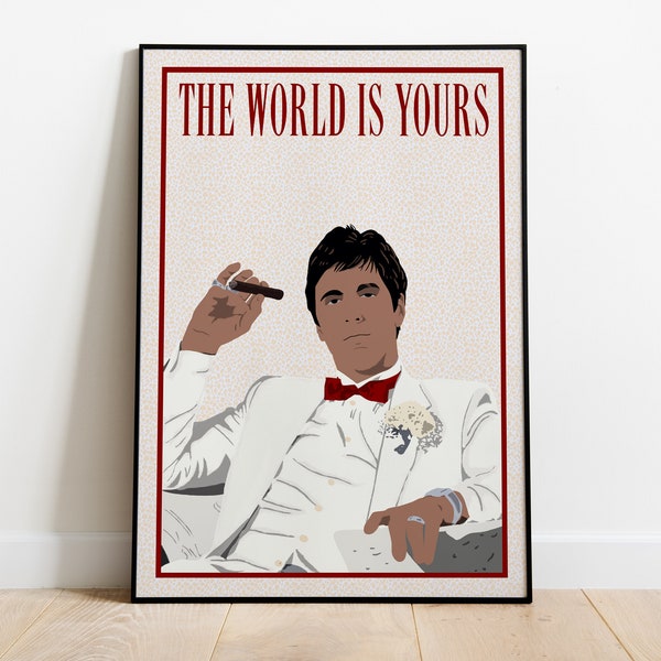 Scarface, Tony Montana, Al Pacino, Brian De Palma - Movie Artwork Print Poster, Premium Semi-Glossy Paper