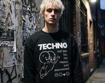 Sudadera Techno - Camiseta para festivales rave - Camiseta de música electrónica - Ropa minimalista para clubes techno