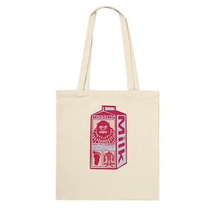 Big Foot, Have you Seen Me?, Missing Milk Carton, Artwork Illustration, Classic Tote Bag, Front - Retro Print