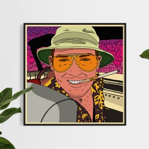 Fear and Loathing in Las Vegas, Johnny Depp - Artwork Illustration Print Movie Poster, Premium Semi-Glossy Paper