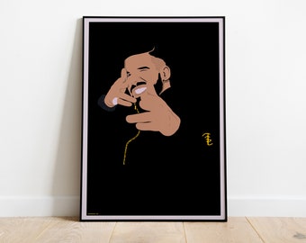Drake, Champagne Papi, Rap, Hip Hop - Artwork Illustration Print Poster, Premium Semi-Glossy Paper