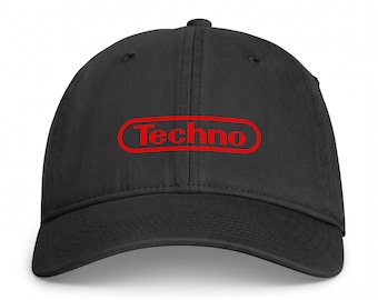 Gorra con logo Techno - Gorra de música electrónica estilo Coastal Washed - Regalo ideal para DJs, clubes y música underground