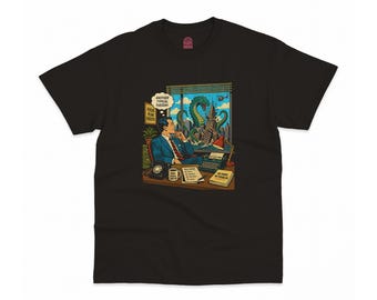 Camiseta divertida de monstruo de oficina - Camiseta con humor corporativo - Camiseta con estampado de cómic vintage - Regalo retro para geeks del apocalipsis