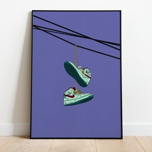 Un cappuccio Nike, Jordan Air, basket, Street Art - Poster con stampa di illustrazioni, carta semilucida premium