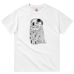 The Kiss, Klimt, 1908 - HQ Retro Art Print T-Shirt, Heavyweight Unisex Crewneck