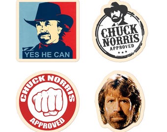 Chuck Norris Sticker Sheet - Retro Meme Sticker Pack - Funny 80s Action Vinyl Decals