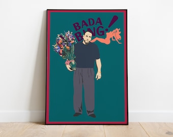 Tony Soprano with Flowers, Badabing!, The Sopranos - Tv Show Artwork Print Poster, Premium Semi-Glossy Paper
