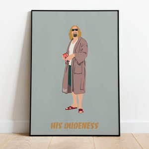 The Dude, The Big Lebowski, Jeff Bridges, Coen Brothers - Artwork Illustration Print Movie Poster, Premium Semi-Glossy Paper