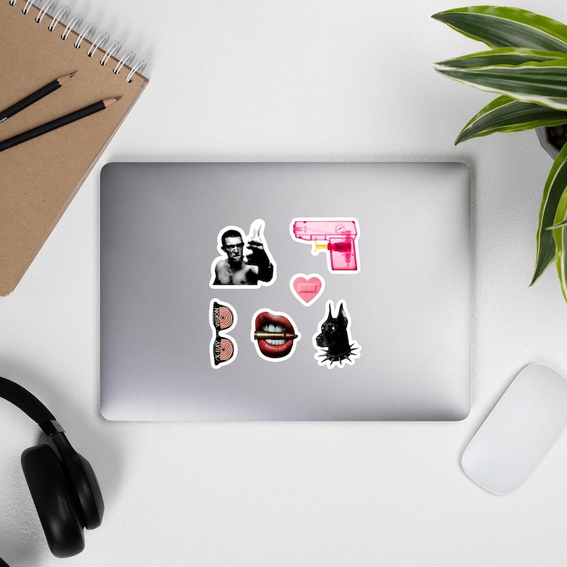 Edgy Aesthetic Sticker Sheet - Punk Collage Stickers - Y2K Grunge Vinyl Decals - Tattoo Style Sticker Pack image 7