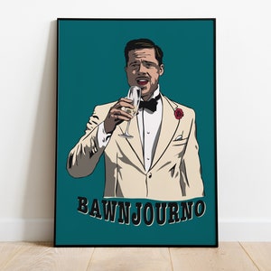 Bawnjourno, Inglourious Basterds, Brad Pitt, Quentin Tarantino - Artwork Illustration Print Movie Poster, Premium Semi-Glossy Paper
