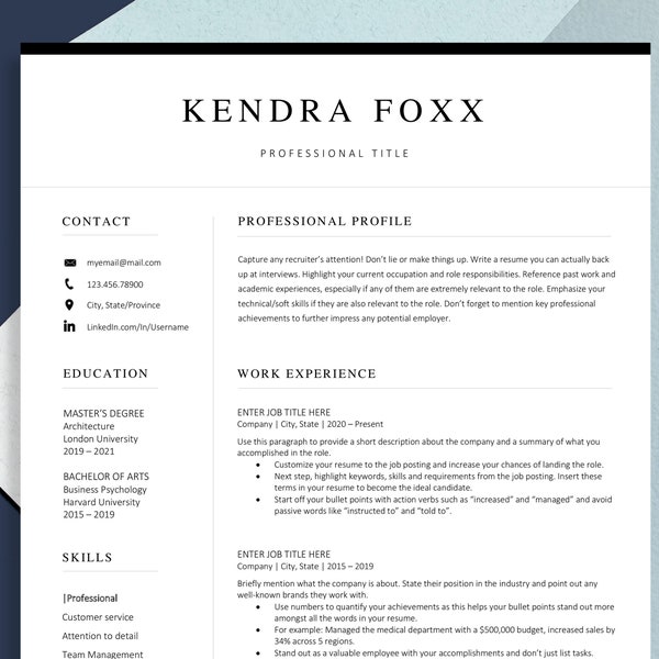 Professional Resume Template Design, Modern Executive CV 2022, Resume Template for Word, Job Resume Template 2022, Resume Instant Download